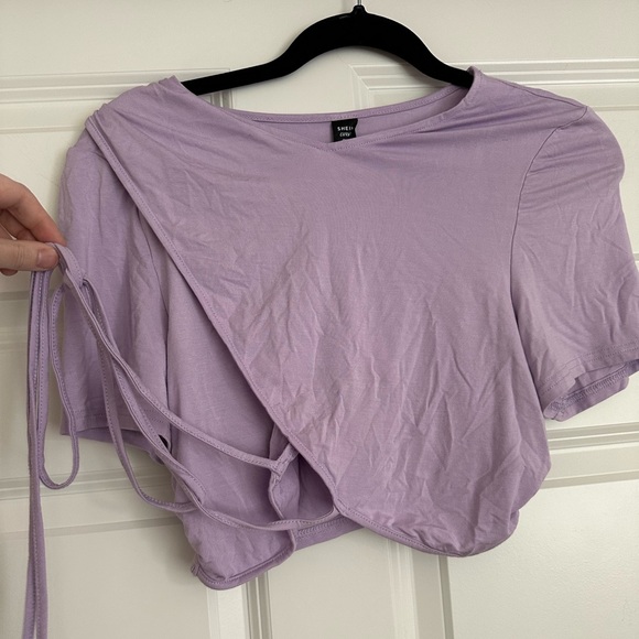 *NWT* SHEIN Curve Lilac Purple Wrap/Tie crop top - Size 0XL - Picture 2 of 5